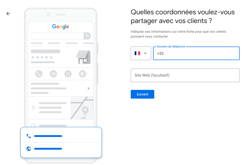 Datos de contacto google business profile