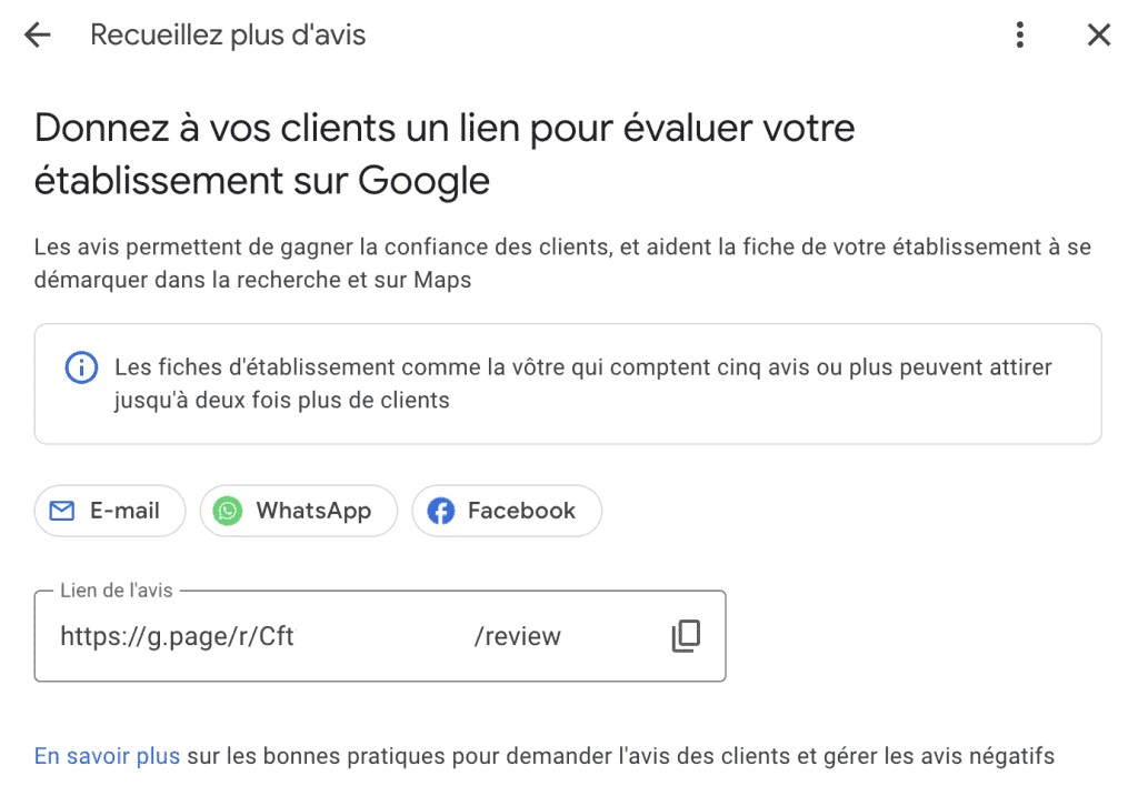 comment demander des avis clients google