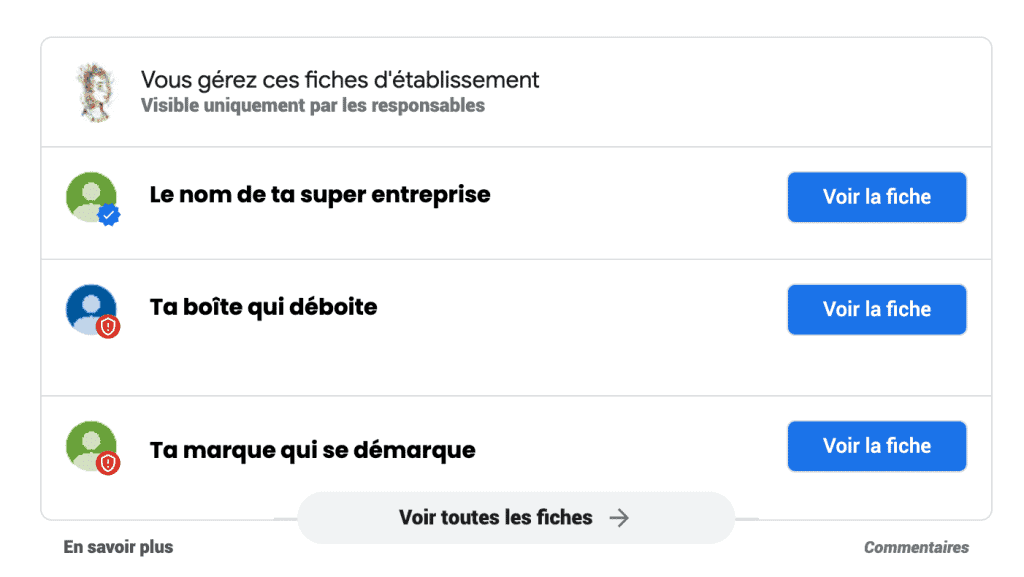 Trouver sa fiche établissement Google