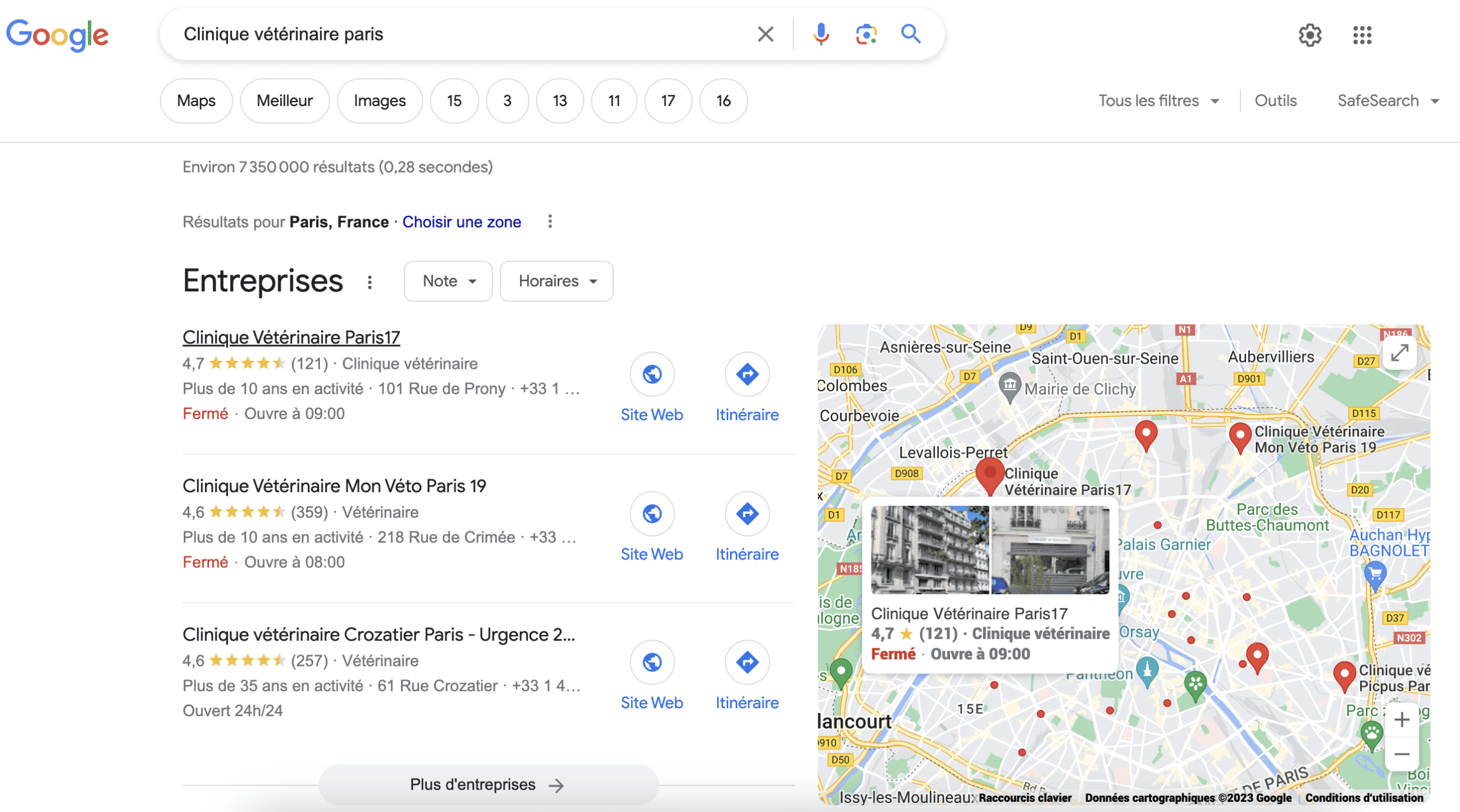 Google Business Profile clínica veterinaria