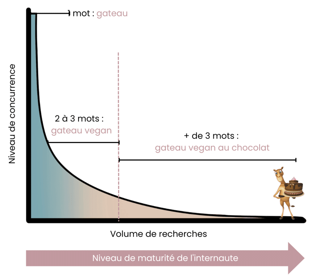 Graphique explicatif longue traine en SEO