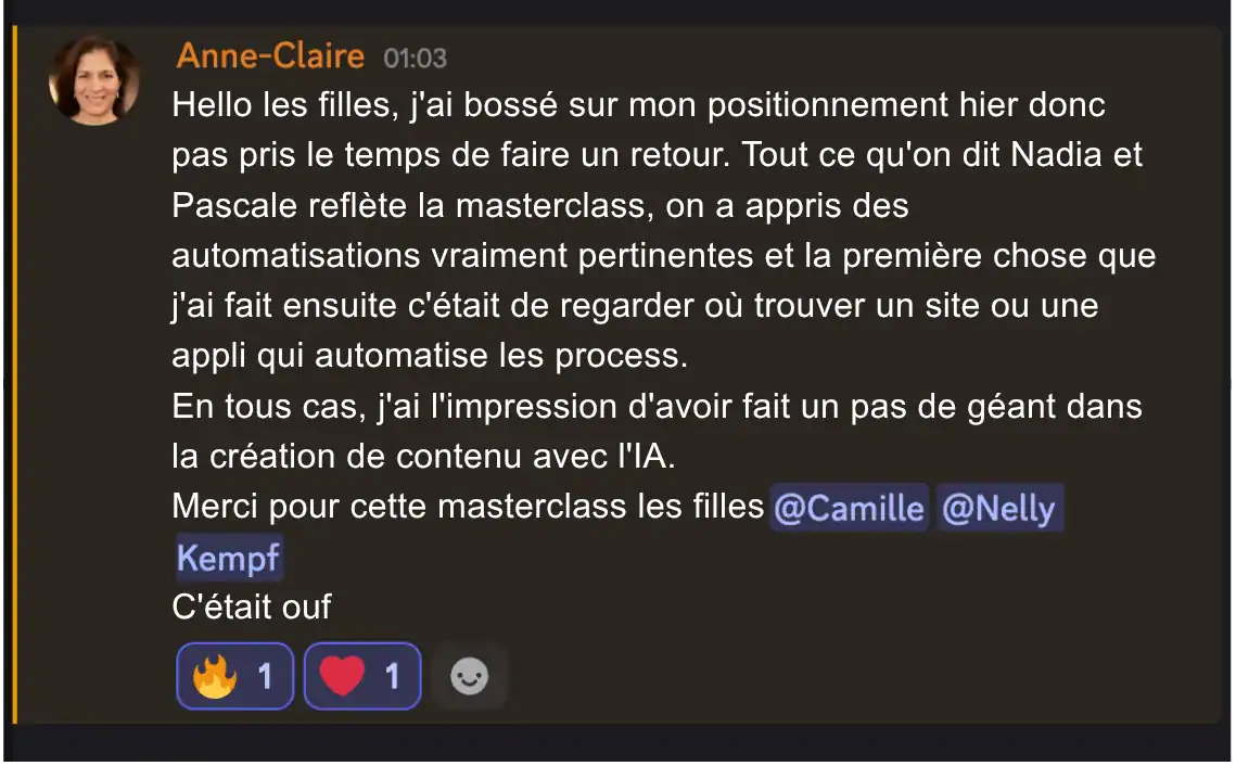 Avis d'une élève Next Gen (Anne-Claire)