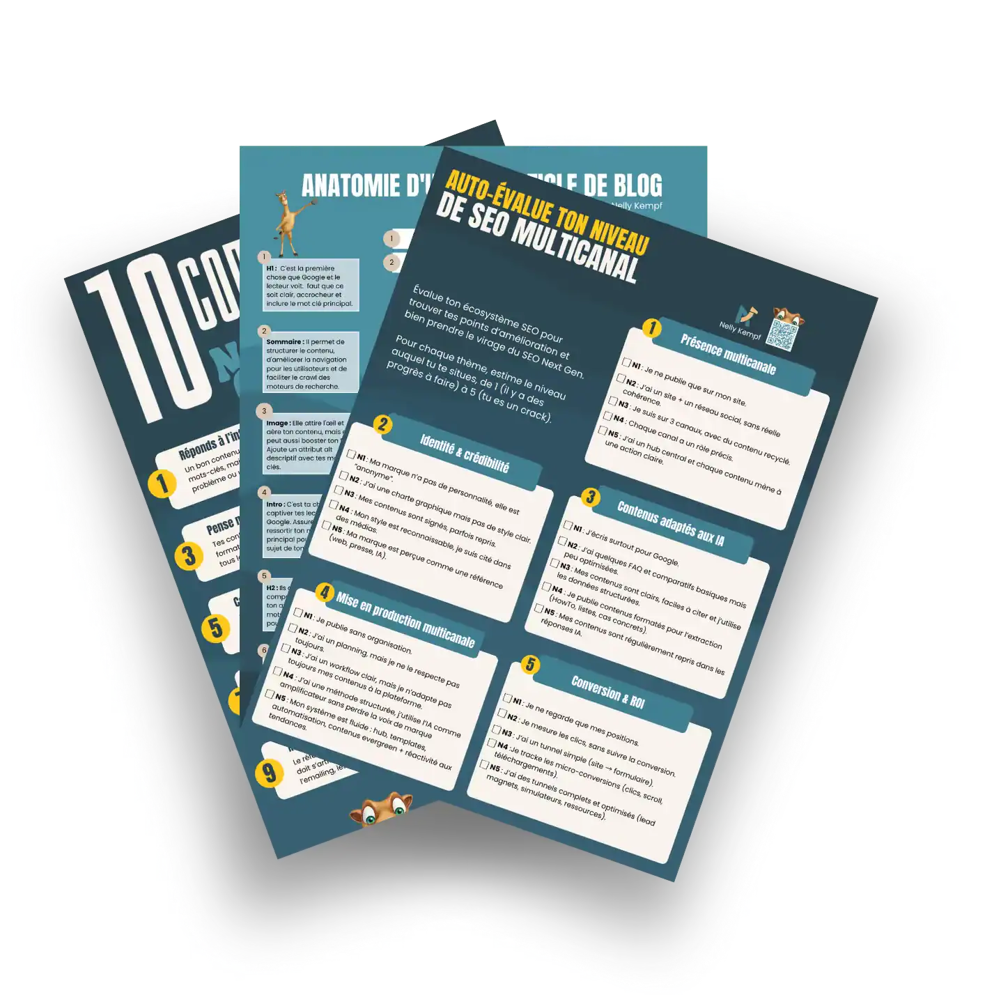 Aperçu des ressources offertes : infographies, checklists et auto-évaluations SEO